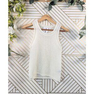 COLLUSION Womens White Knit Tank Top Sleeveless Acrylic Size XS